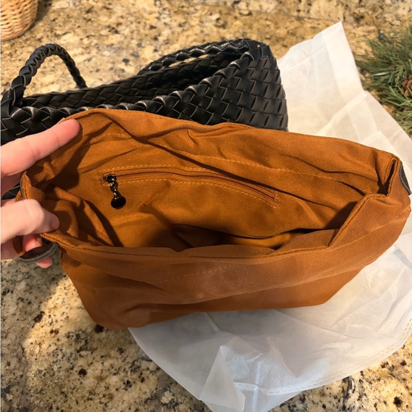 New! Rosanna Black Dragon Woven Leather Shoulder Bag Baguette Handbag - Picture 4 of 7